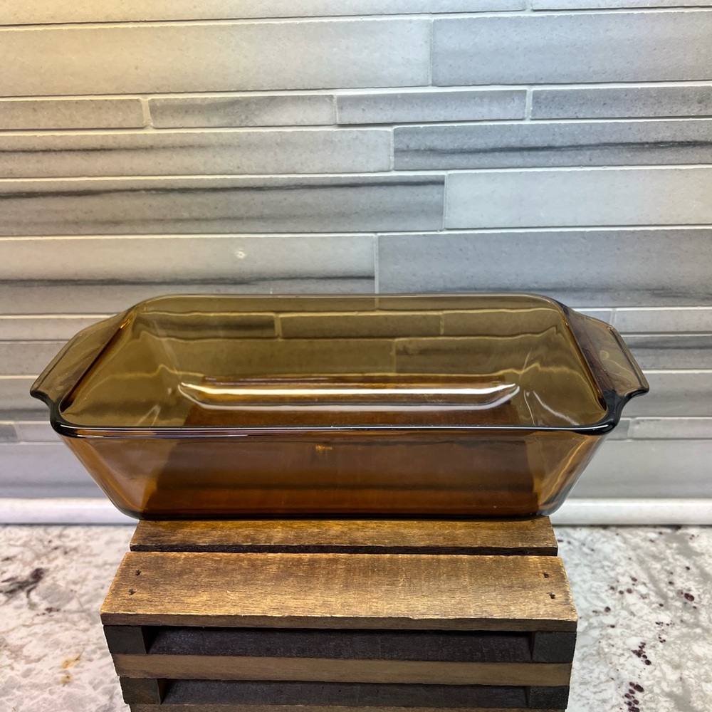 Vintage Anchor Hocking fire-King 1 QT Harvest Amber Glass Bread Loaf Pan